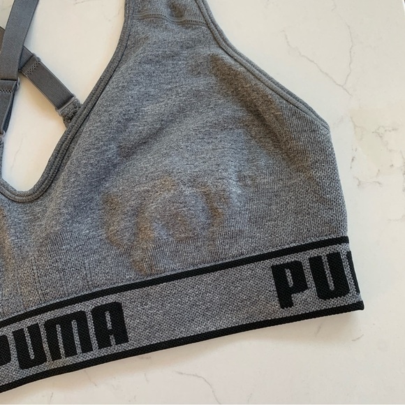 Women's PUMA Solstice Seamless Low Supports Sports Bra Sz Large Gray Black - Picture 6 of 9
